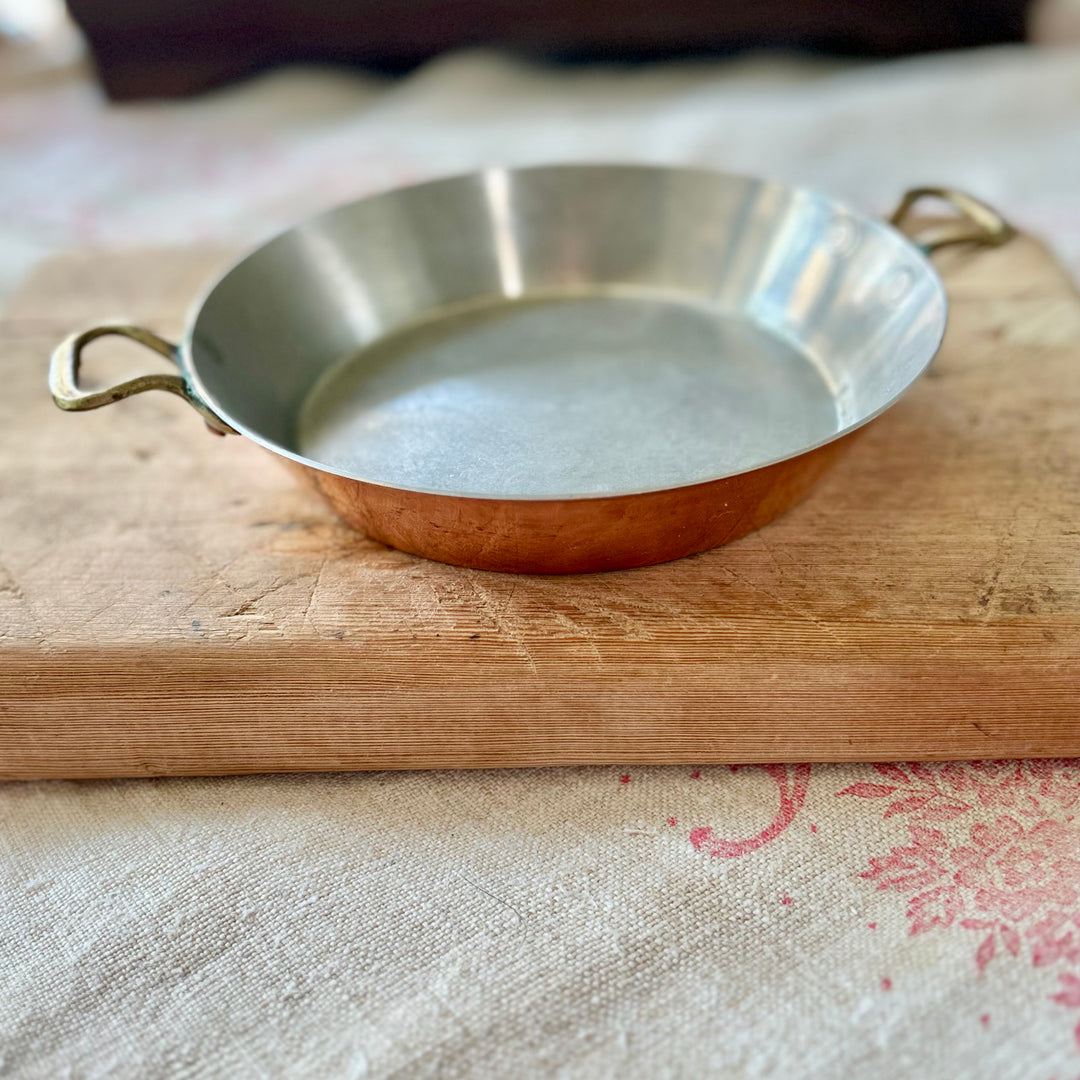 Petite French Copper Pan with Brass Handles
Mid-20th Century