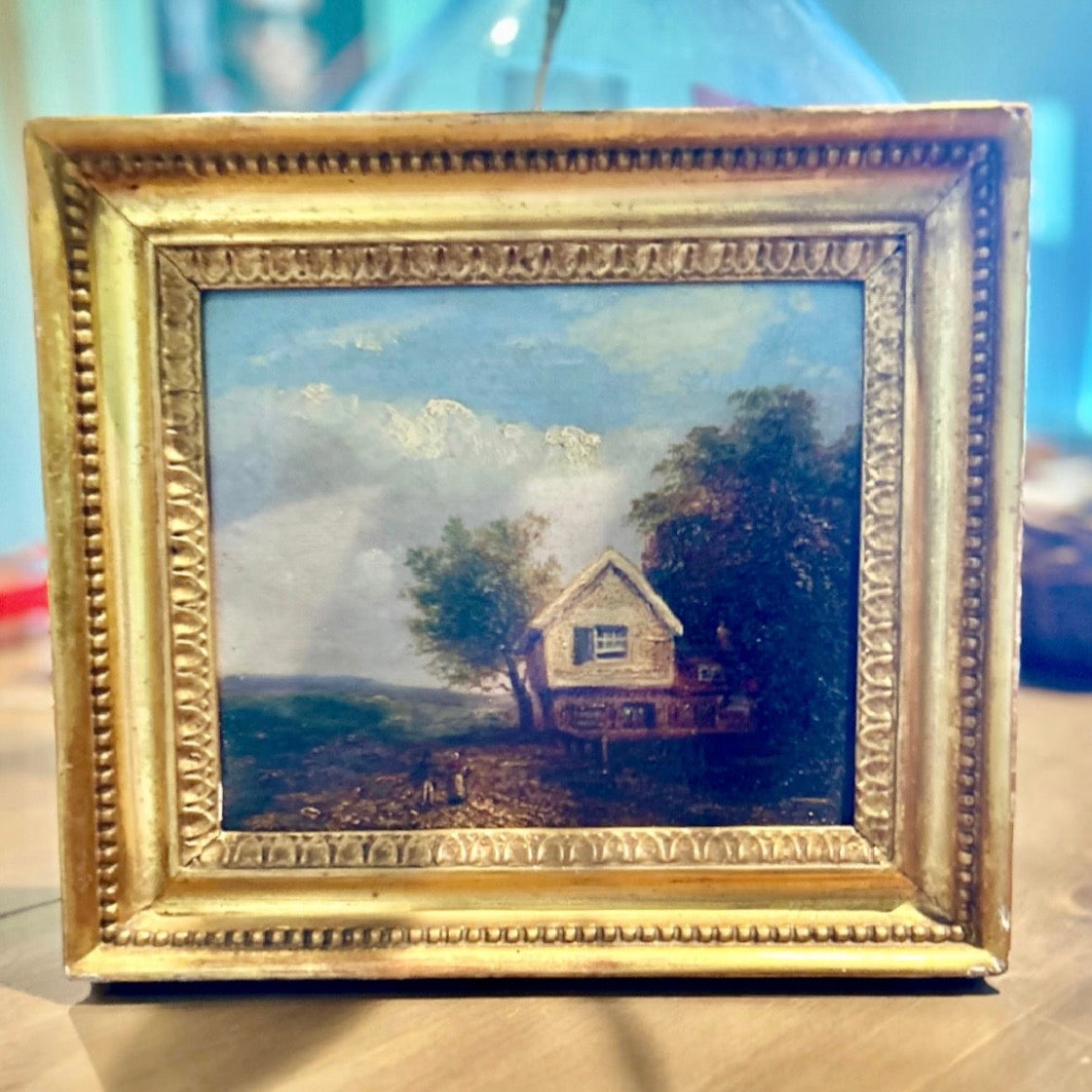 Antique Landscape Oil On Board