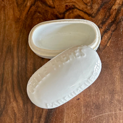 Victorian Rimmel’s Perfume Pomade Box | Antique White Ceramic Vanity Box