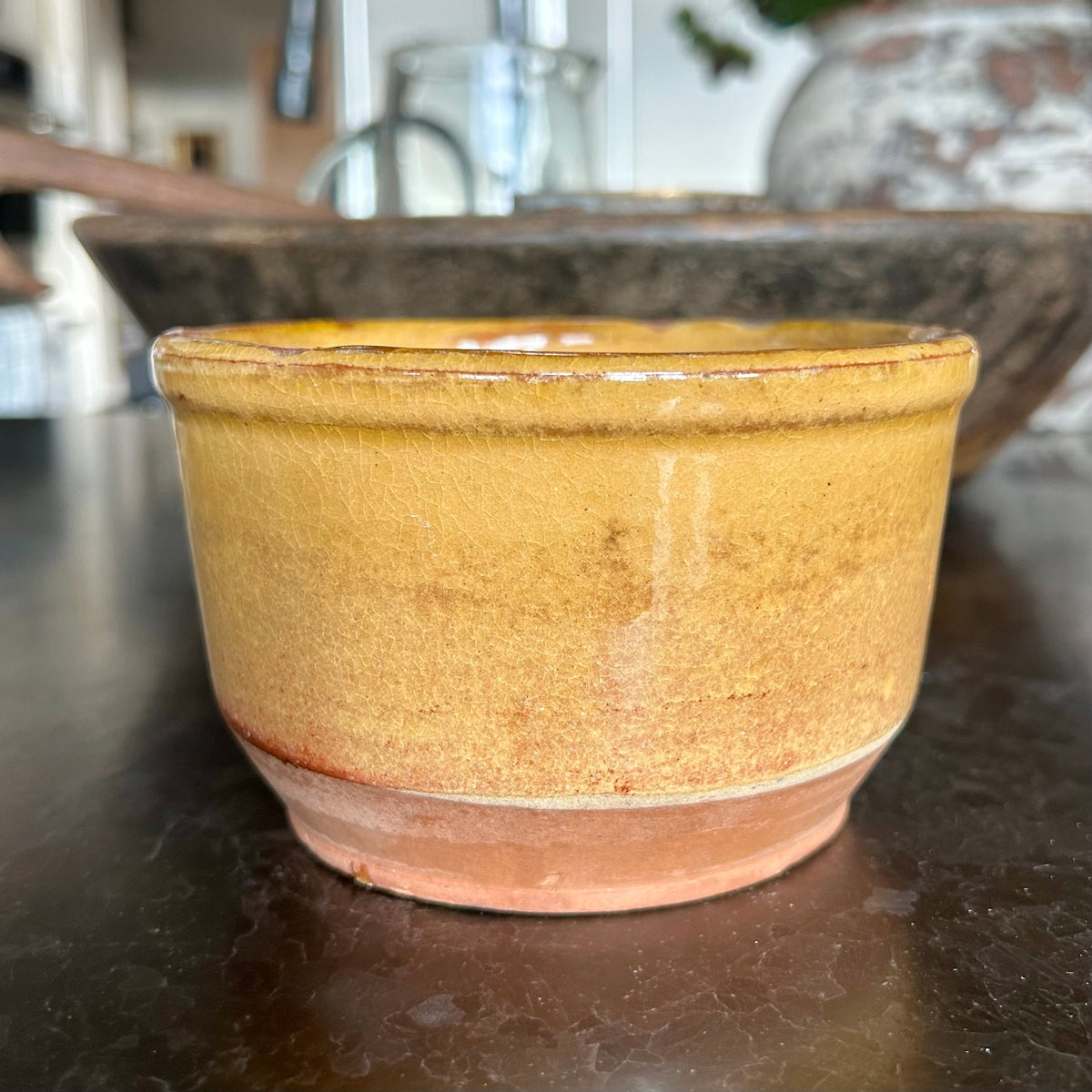 Vintage French ochre stoneware pot