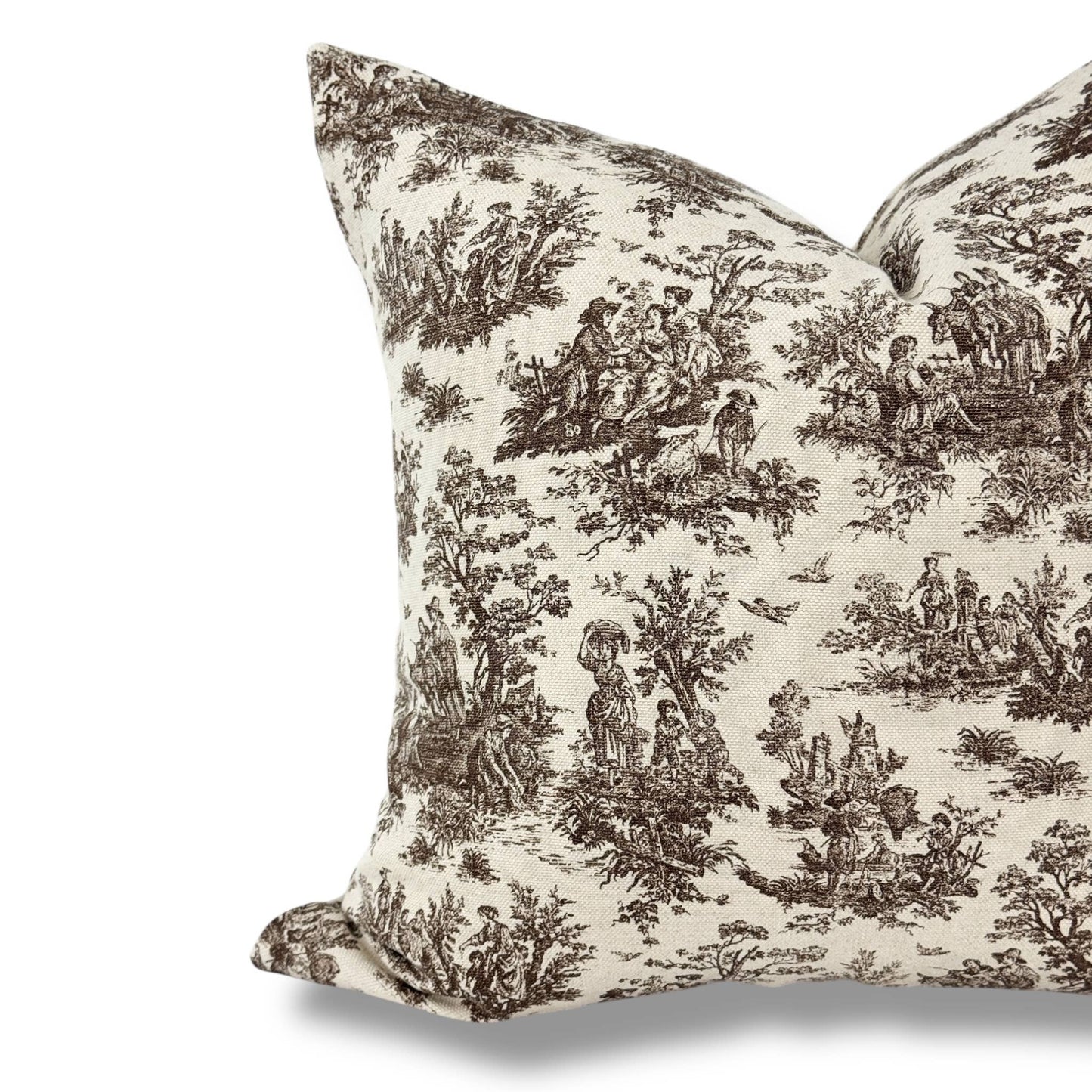 Wilhelm | Brown french toile Pillow Cover