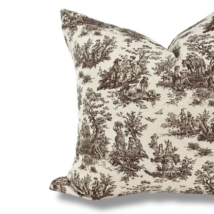 Wilhelm | Brown french toile Pillow Cover