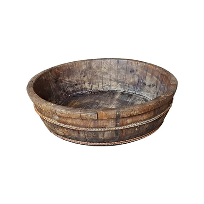 Antique Hand-Carved Wooden Dough Bowl