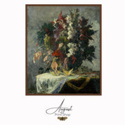 Floral Still Life stretched canvas print in floating frame