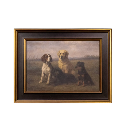 Dog Breeds | Antique Inspired Brass Trim Black Framed Art