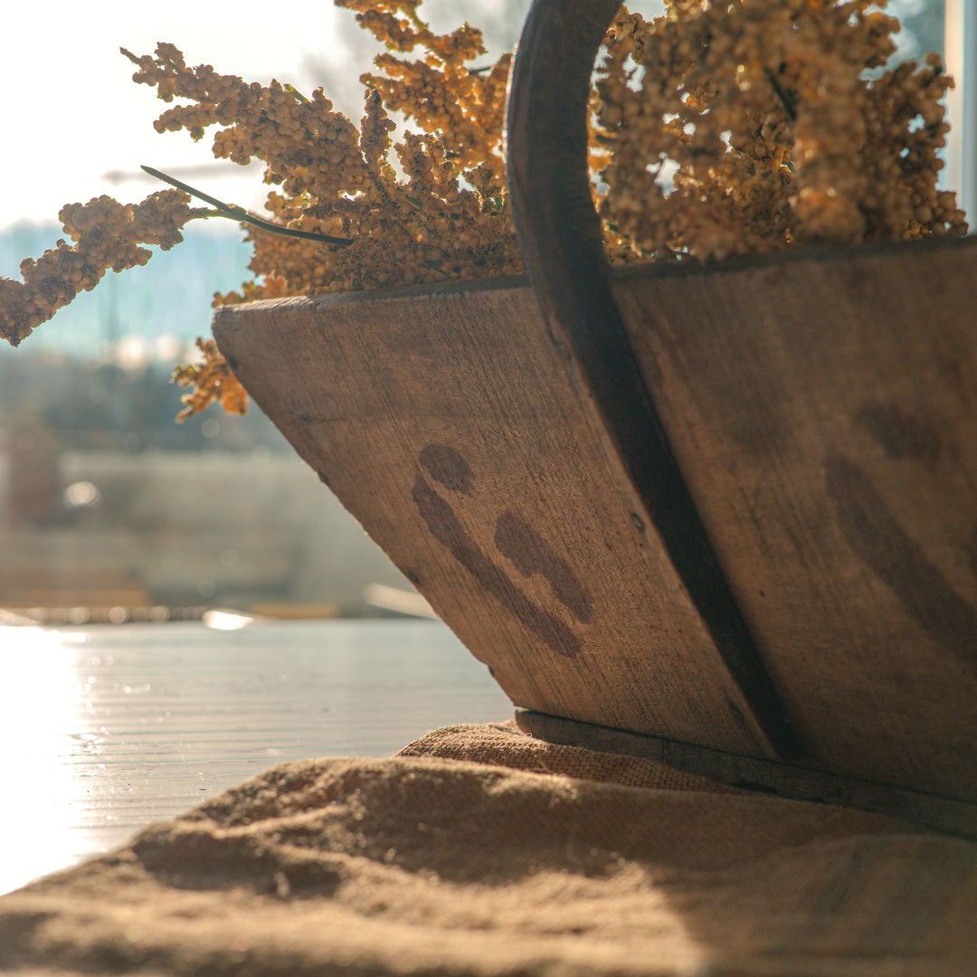 Antique French wooden harvest trug