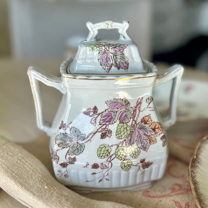 Antique English Ironstone Covered Sugar Jar – W&E Corn, Burslem