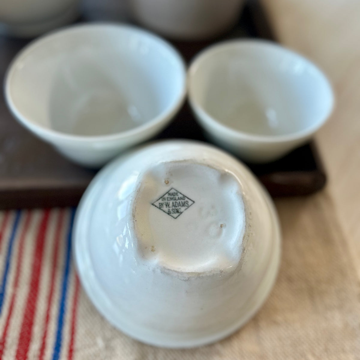 Vintage W.M. Adams Ironstone Pudding Bowls – Set of 3