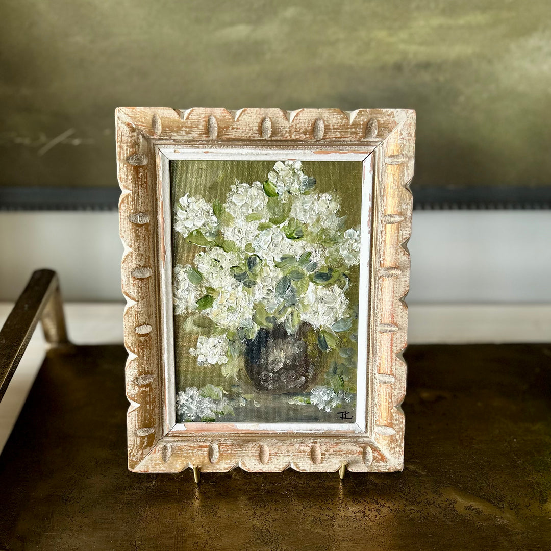 White florals- original oil on canvas in vintage frame