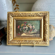 Antique French Floral Still Life — Oil on Board