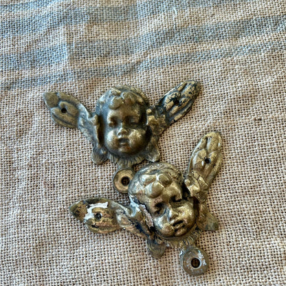 Antique gilt brass cherub appliqués (set of 5)