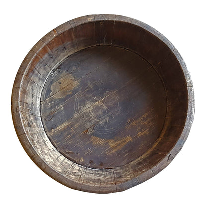 Antique Hand-Carved Wooden Dough Bowl