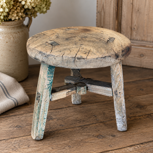 Vintage Mini Round Wooden Stools