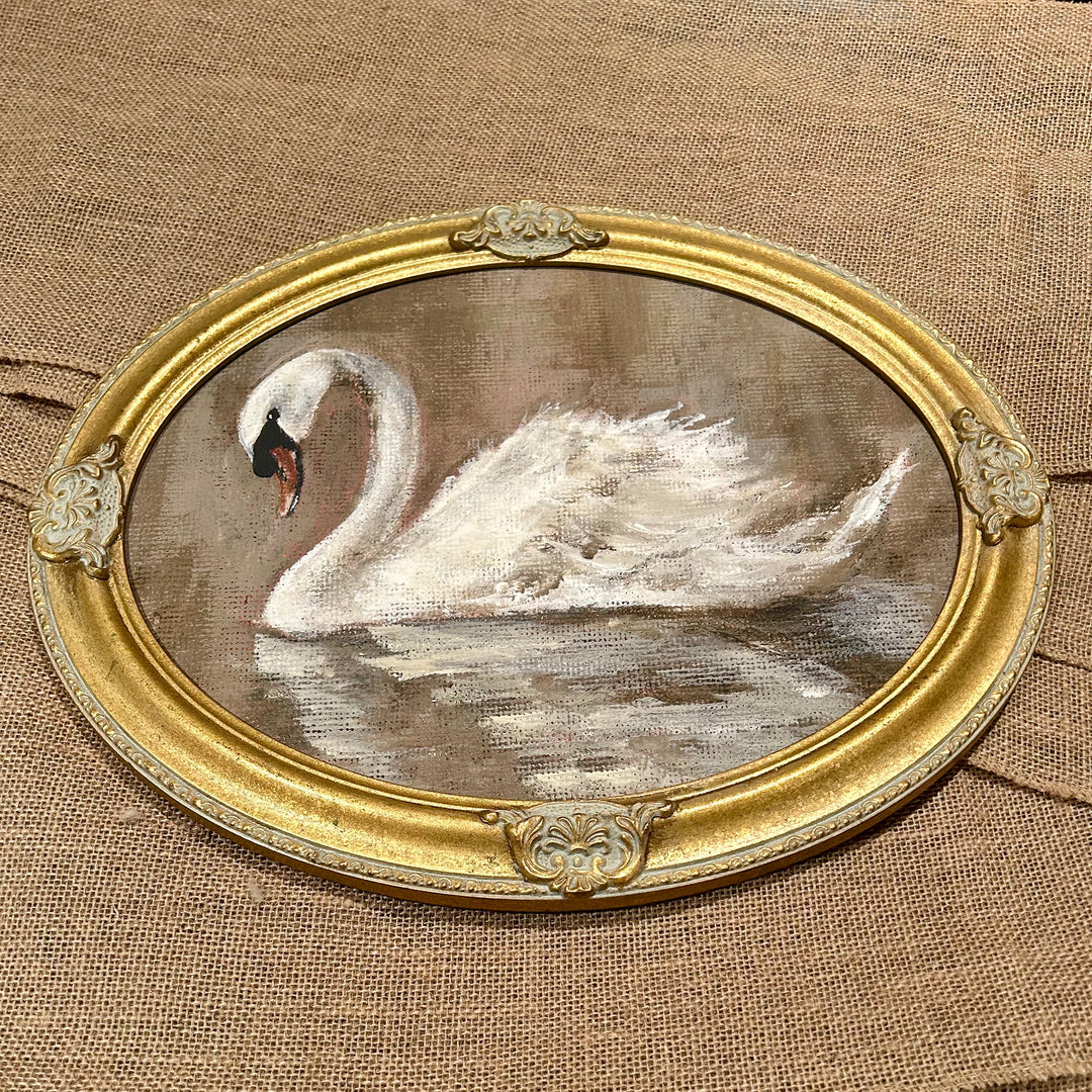 Swan - fine art print in vintage frames
