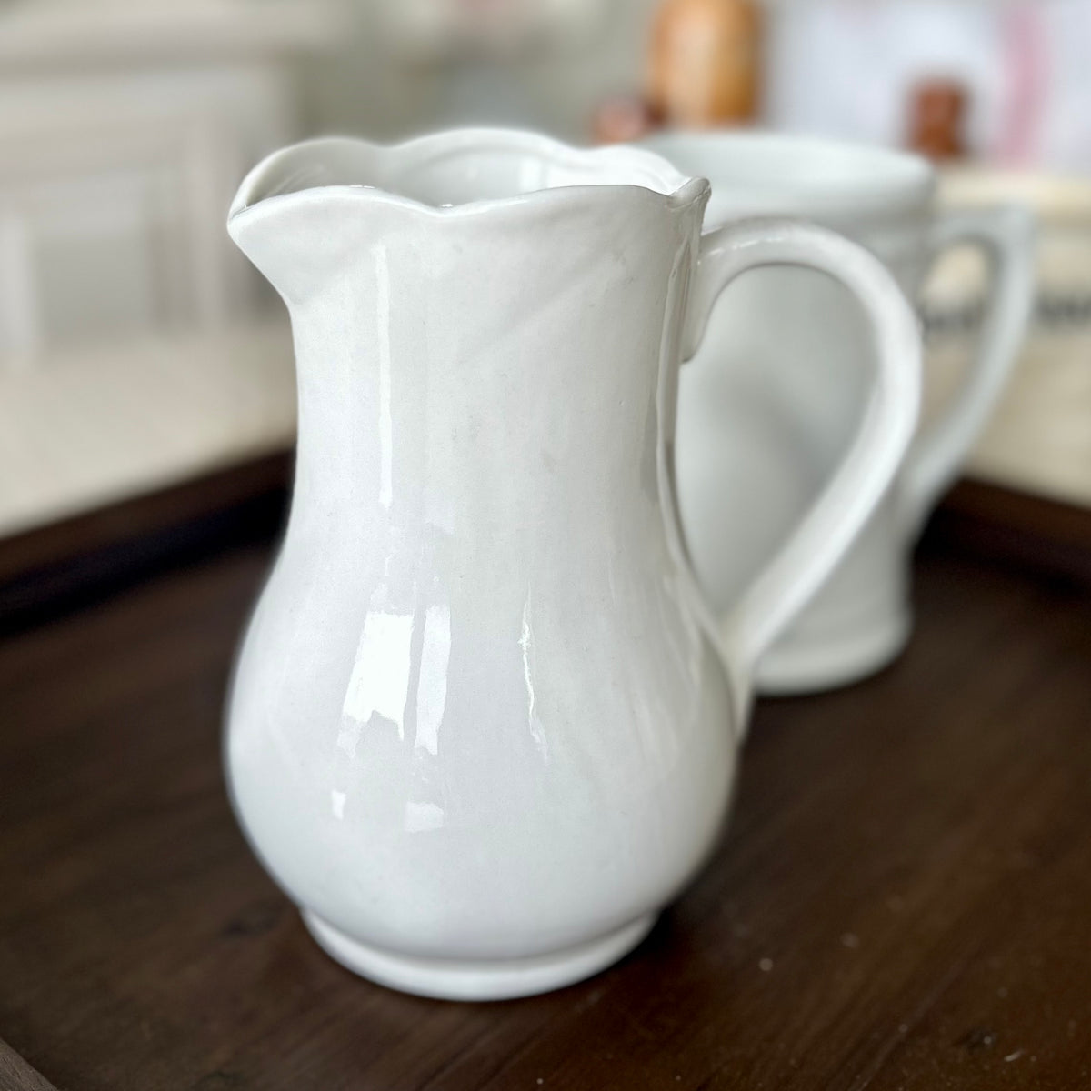 Vintage white ironstone pitcher