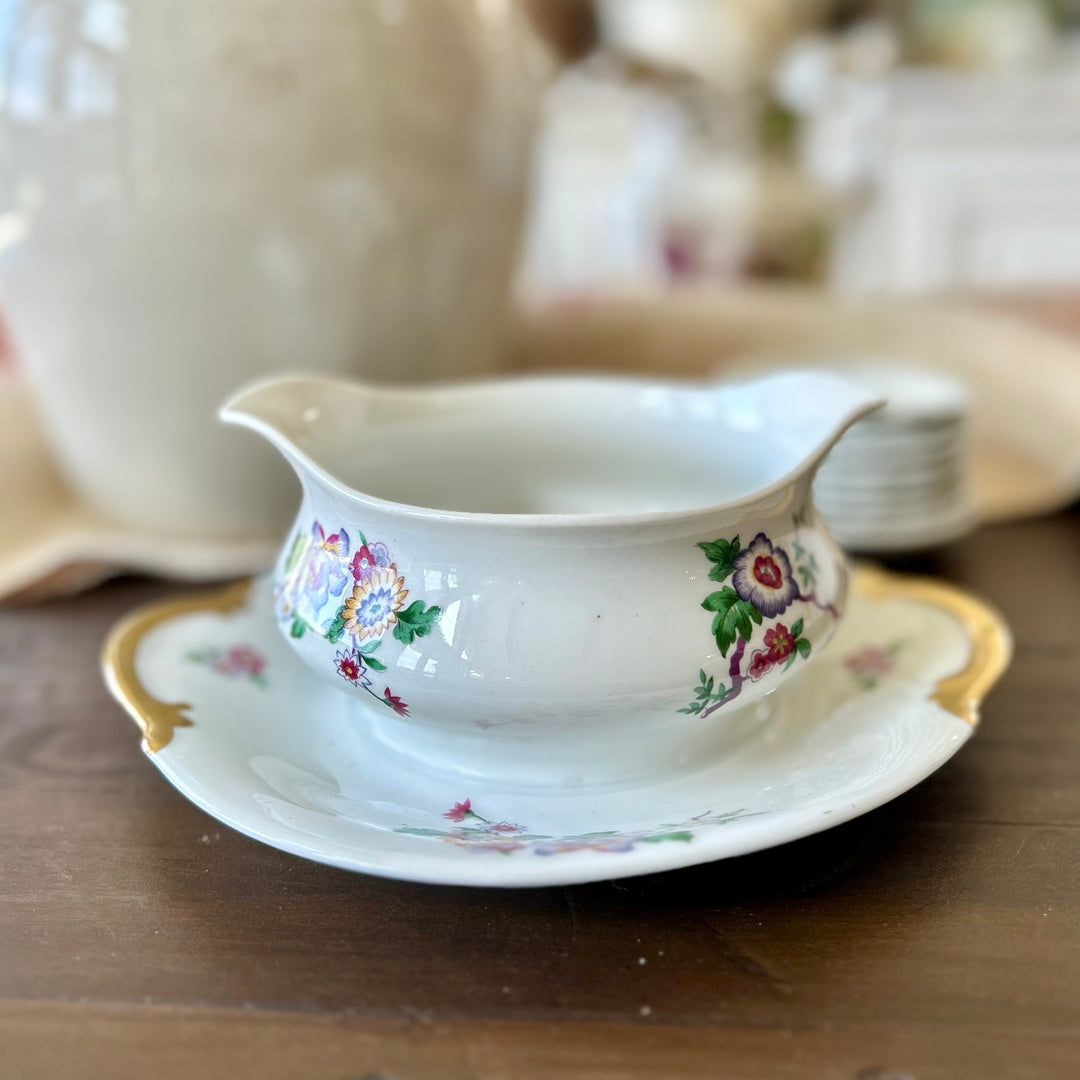 Antique Limoges Gravy Boat & Underplate c.1900 | L. Bernardaud & Co. France