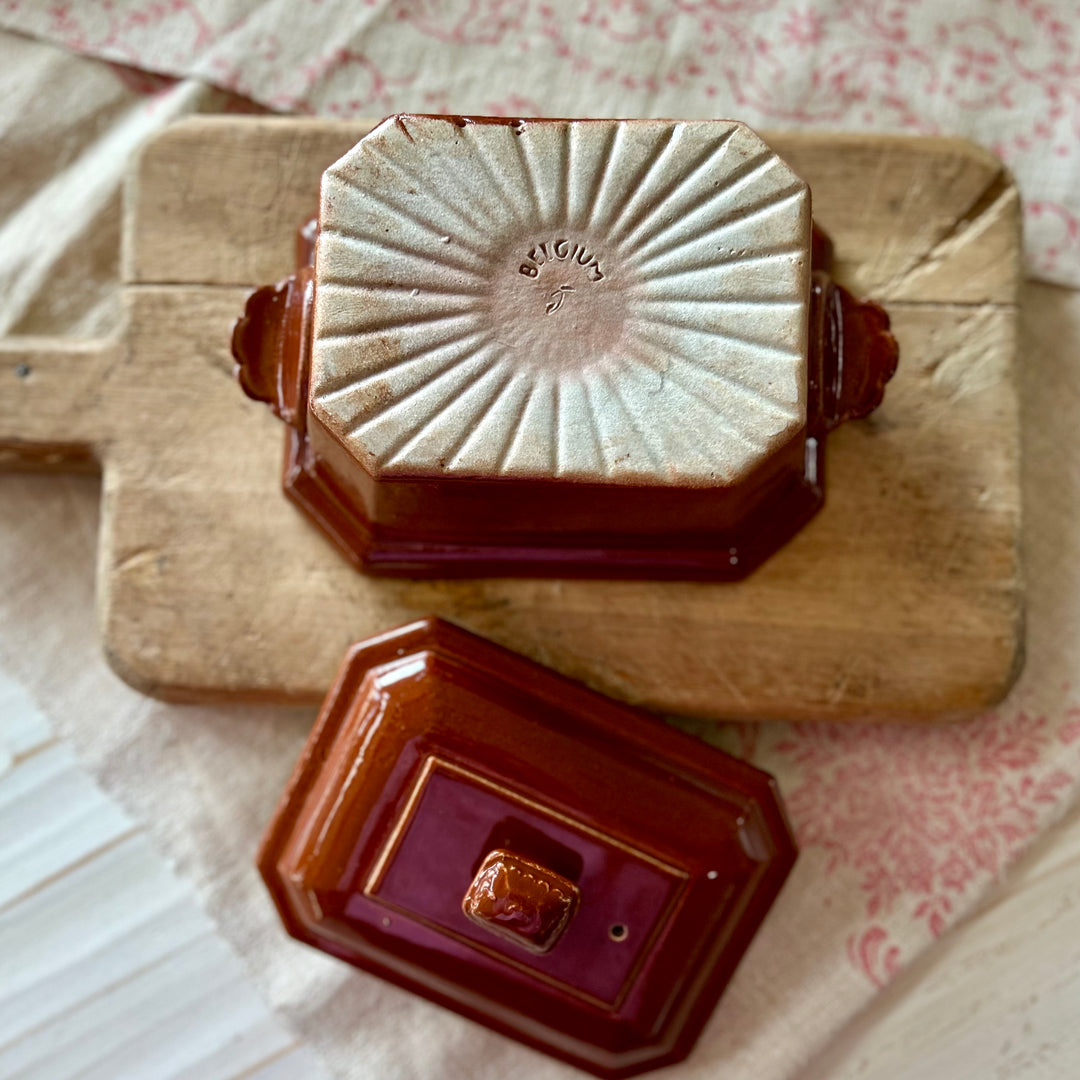 Vintage Belgian Stoneware Terrine Dish