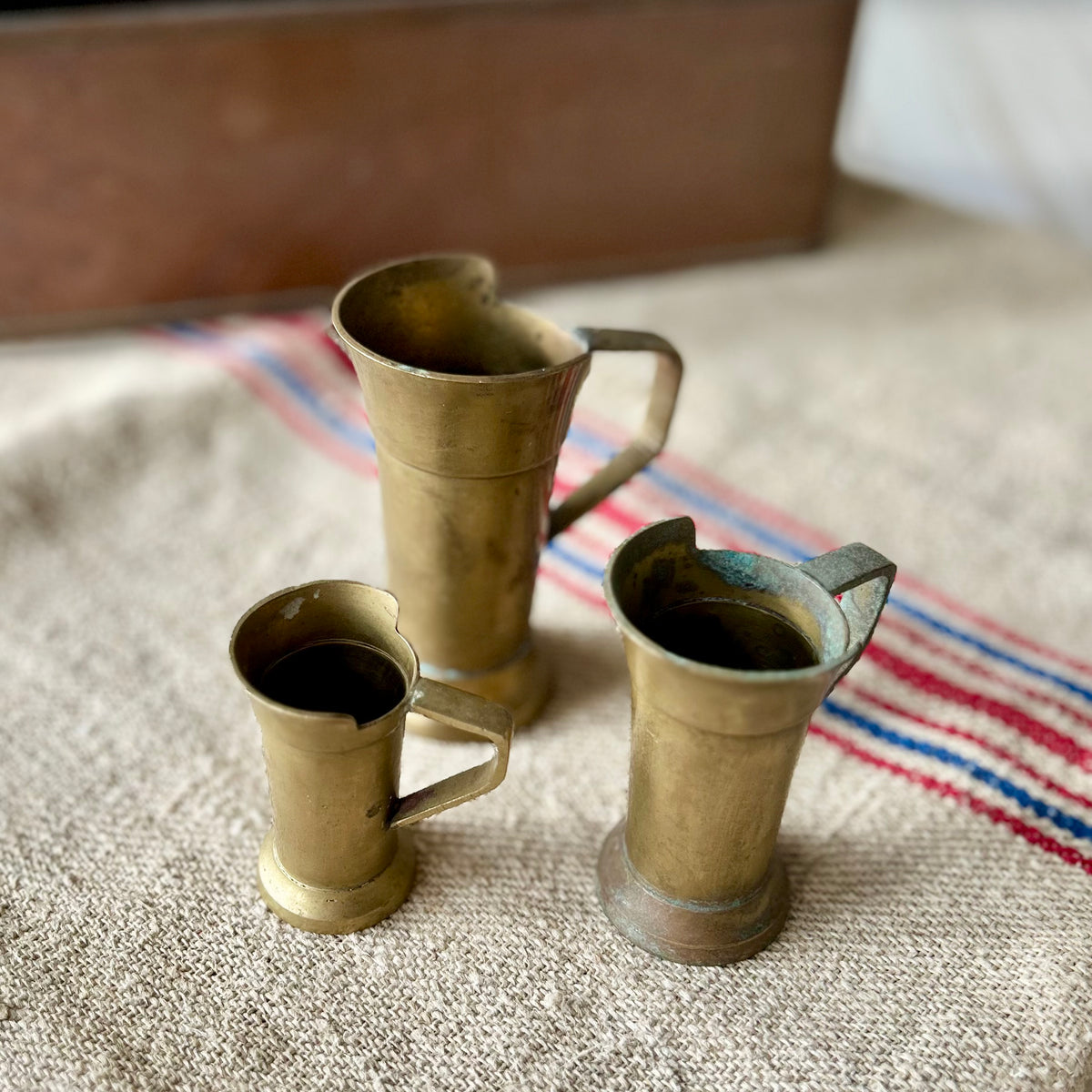 Antique 19th Century Graduated Brass Measures (Set of Three)