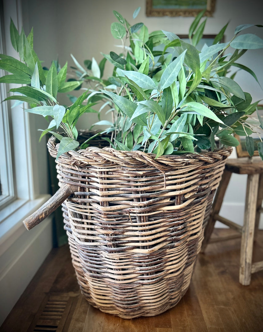 Antique woven french grape harvesting basket