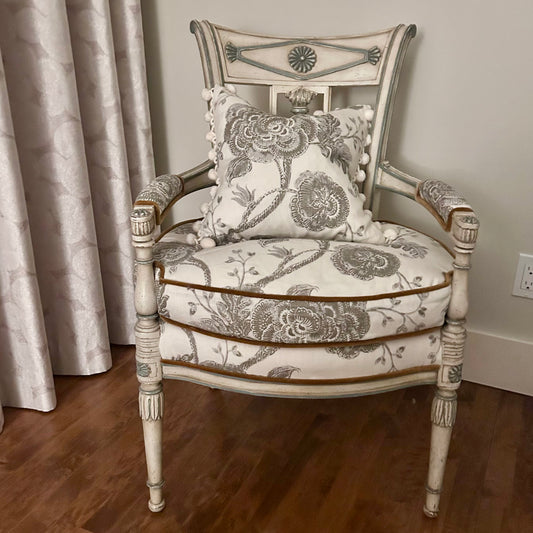 French-Inspired Louis XVI Style Accent Chair with Down-Filled Cushions