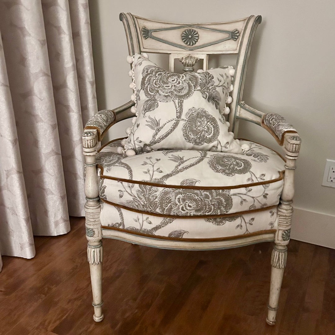 French-Inspired Louis XVI Style Accent Chair with Down-Filled Cushions
