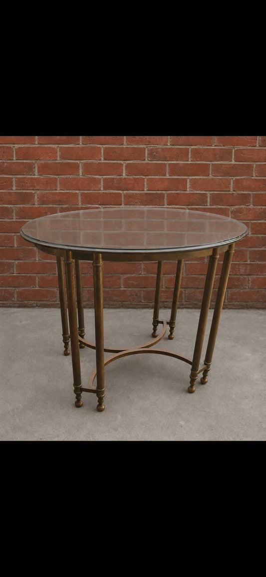 Vintage Brass & Glass Occasional Table