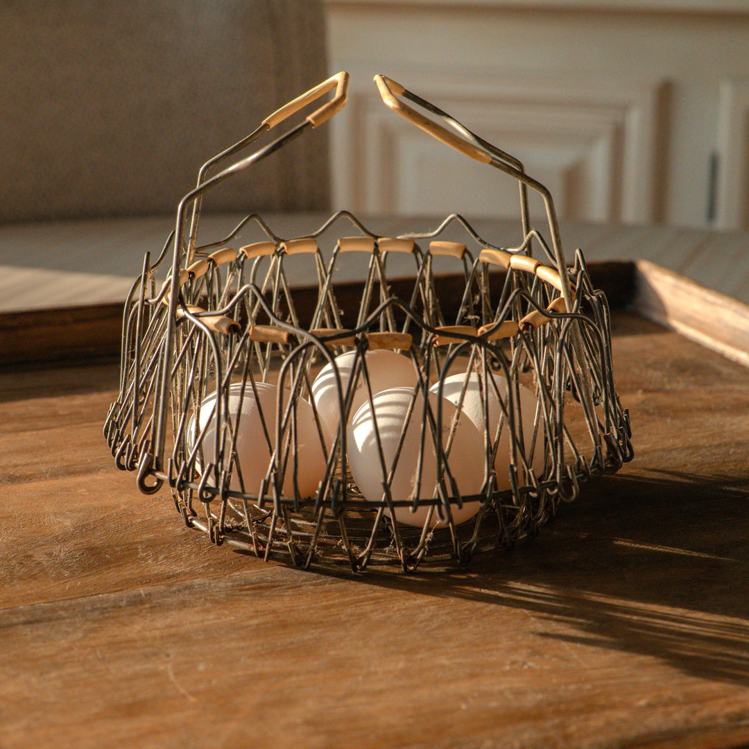 Vintage French Collapsible Wire Egg Basket
