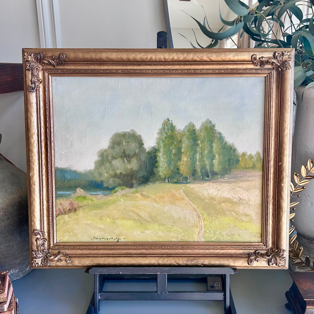 Vintage Landscape Painting in Ornate Gilt Frame