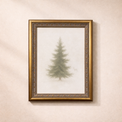 Frosty Pine | Antique Inspired Brass Mould Framed Art