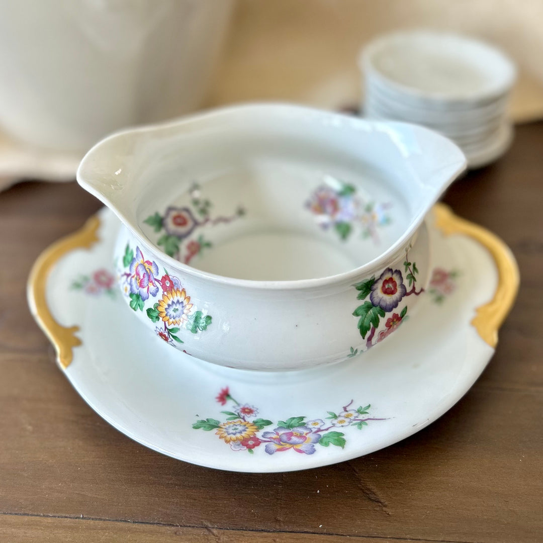 Antique Limoges Gravy Boat & Underplate c.1900 | L. Bernardaud & Co. France