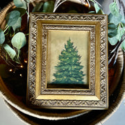Christmas tree in vintage frame- original acrylic on canvas