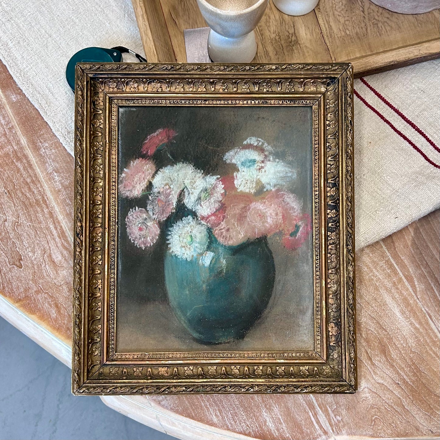 Antique Signed Watercolour Floral Still Life, Dated 1923 | Ornate Gilt Frame