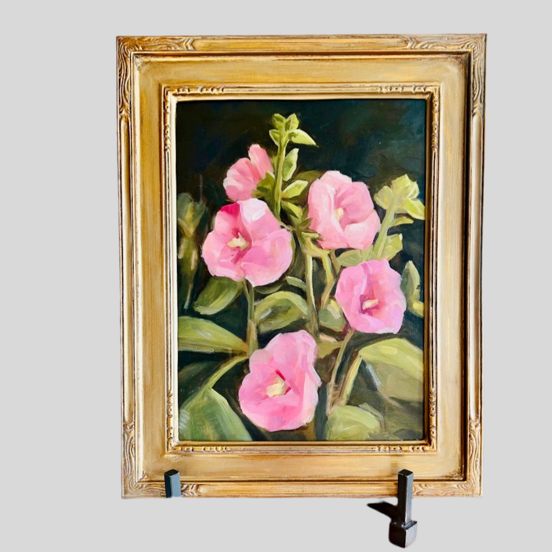Hollyhocks (framed) original art by Jacob Mark