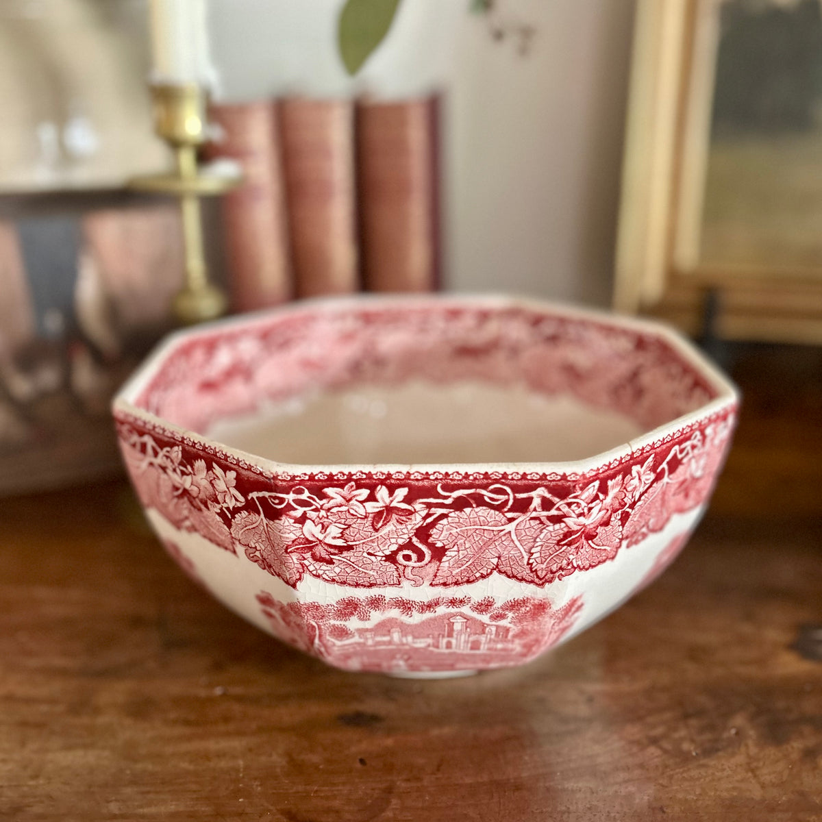 Mason’s “Vista” Ironstone Bowl – Red Transferware (c. 1890-1910)