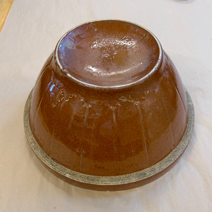Vintage English Brown Glazed Stoneware Mixing Bowl – 10.5”