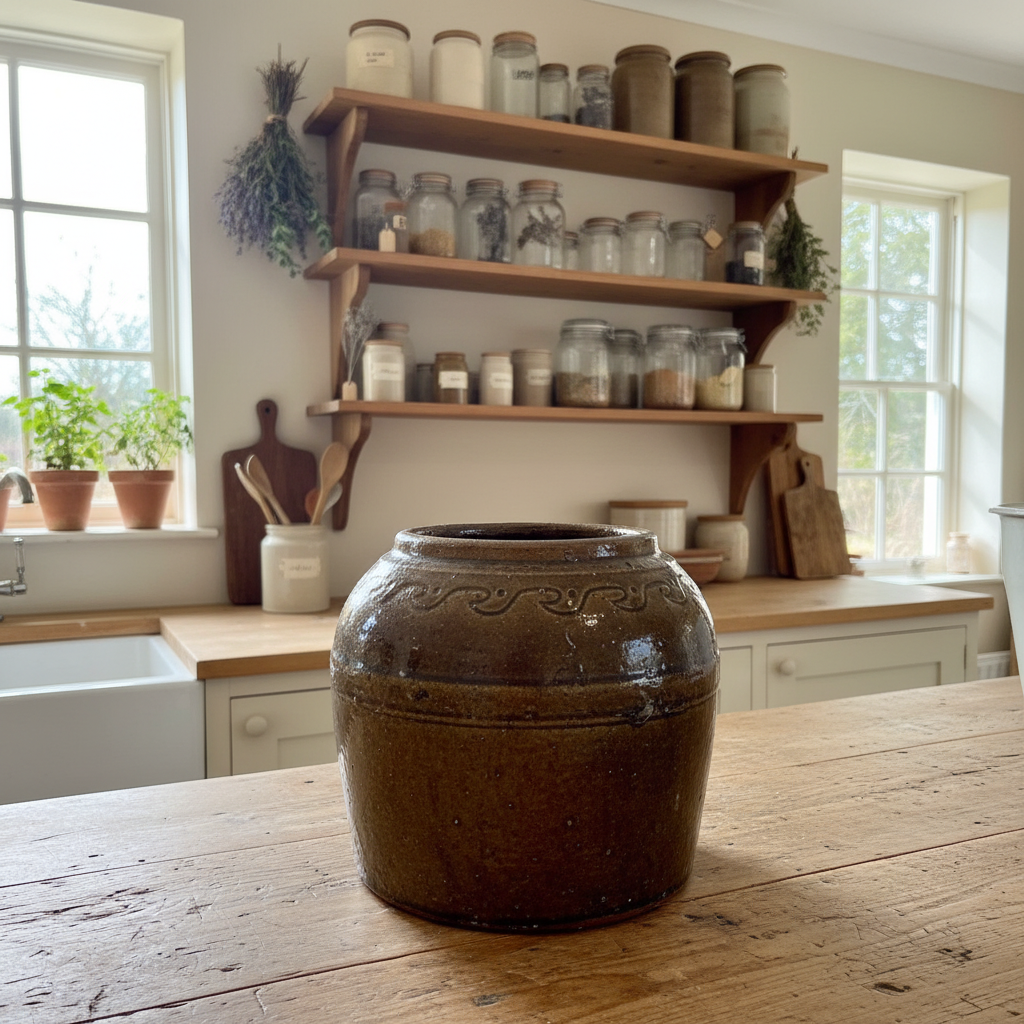 Antique European Glazed Stoneware Storage Jar
Circa 1880–1910