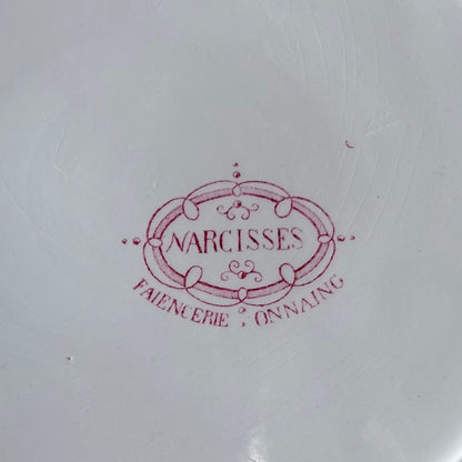 Antique French Faïence “Narcisses” Dinner Plate – Faïencerie d’Onnaing (11”)