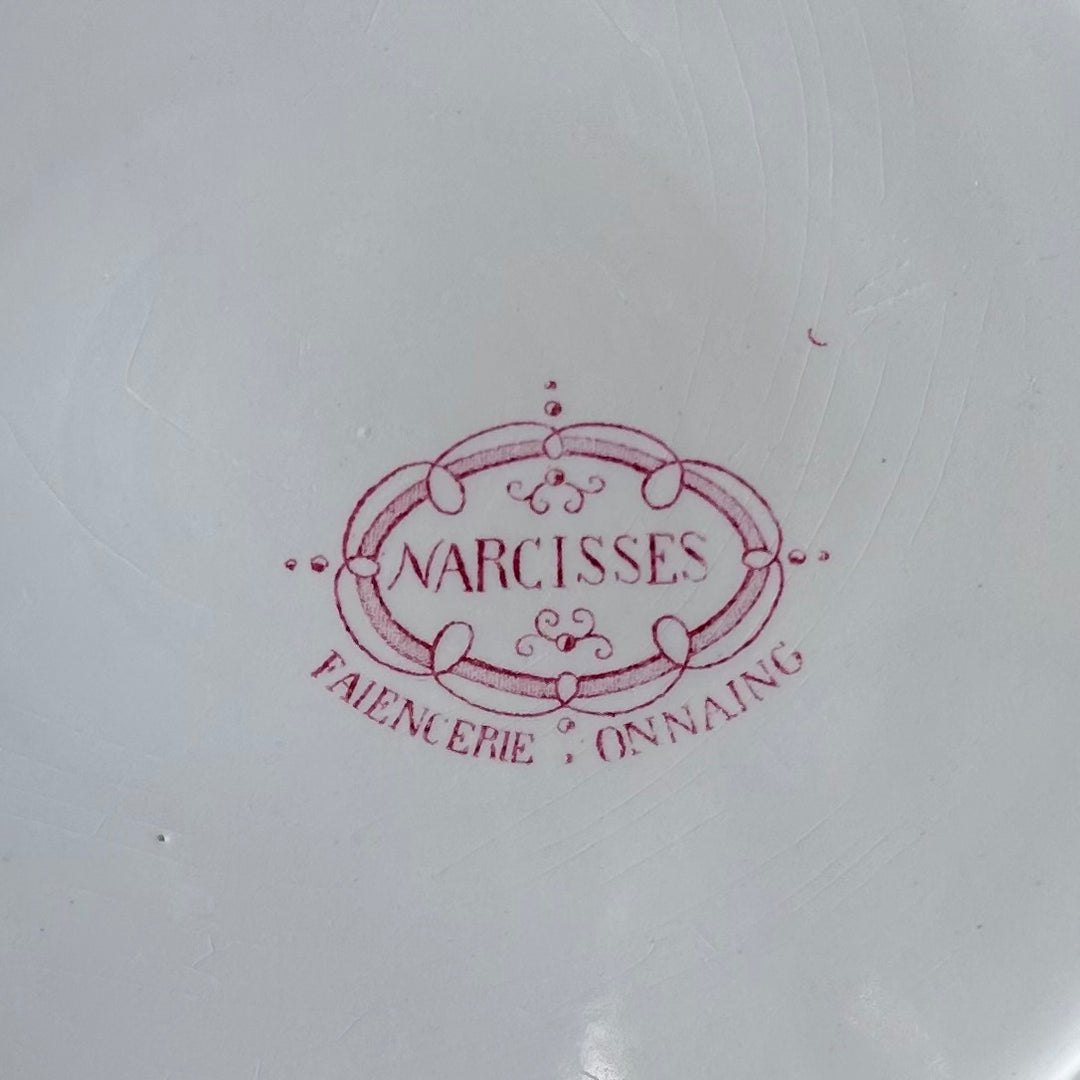 Antique French Faïence “Narcisses” Dinner Plate – Faïencerie d’Onnaing (11”)