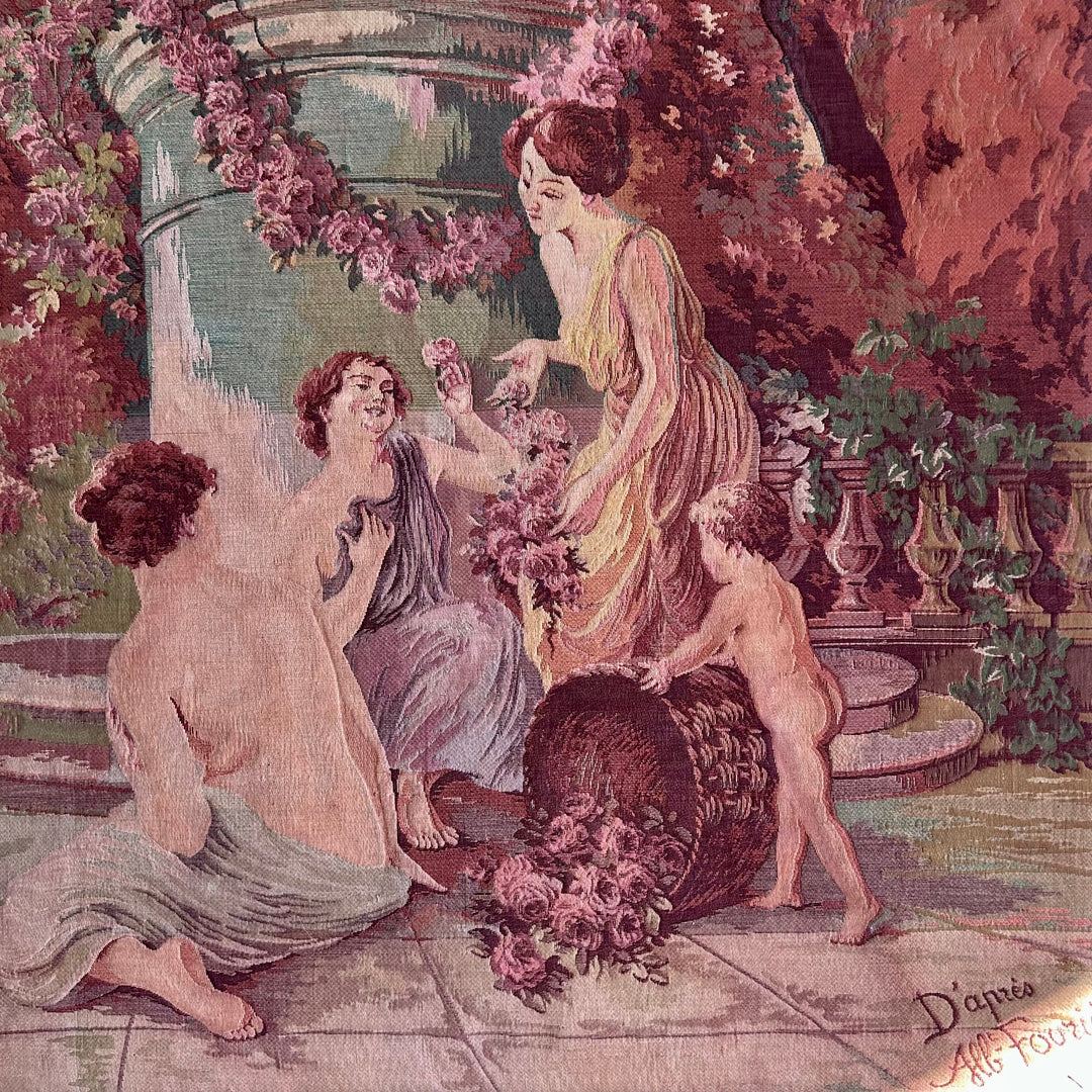Vintage Italian Mounted Tapestry Panel