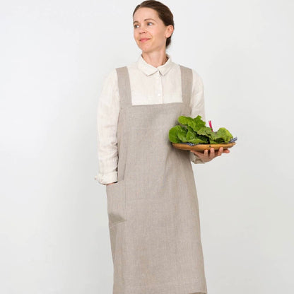 Linen Square Cross Apron Natural