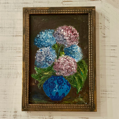 French antique Hydrangeas oil on canvas