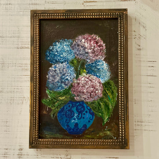 French antique Hydrangeas oil on canvas