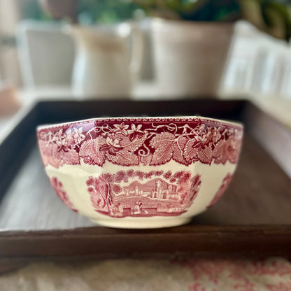 Mason’s “Vista” Ironstone Bowl – Red Transferware (c. 1890-1910)
