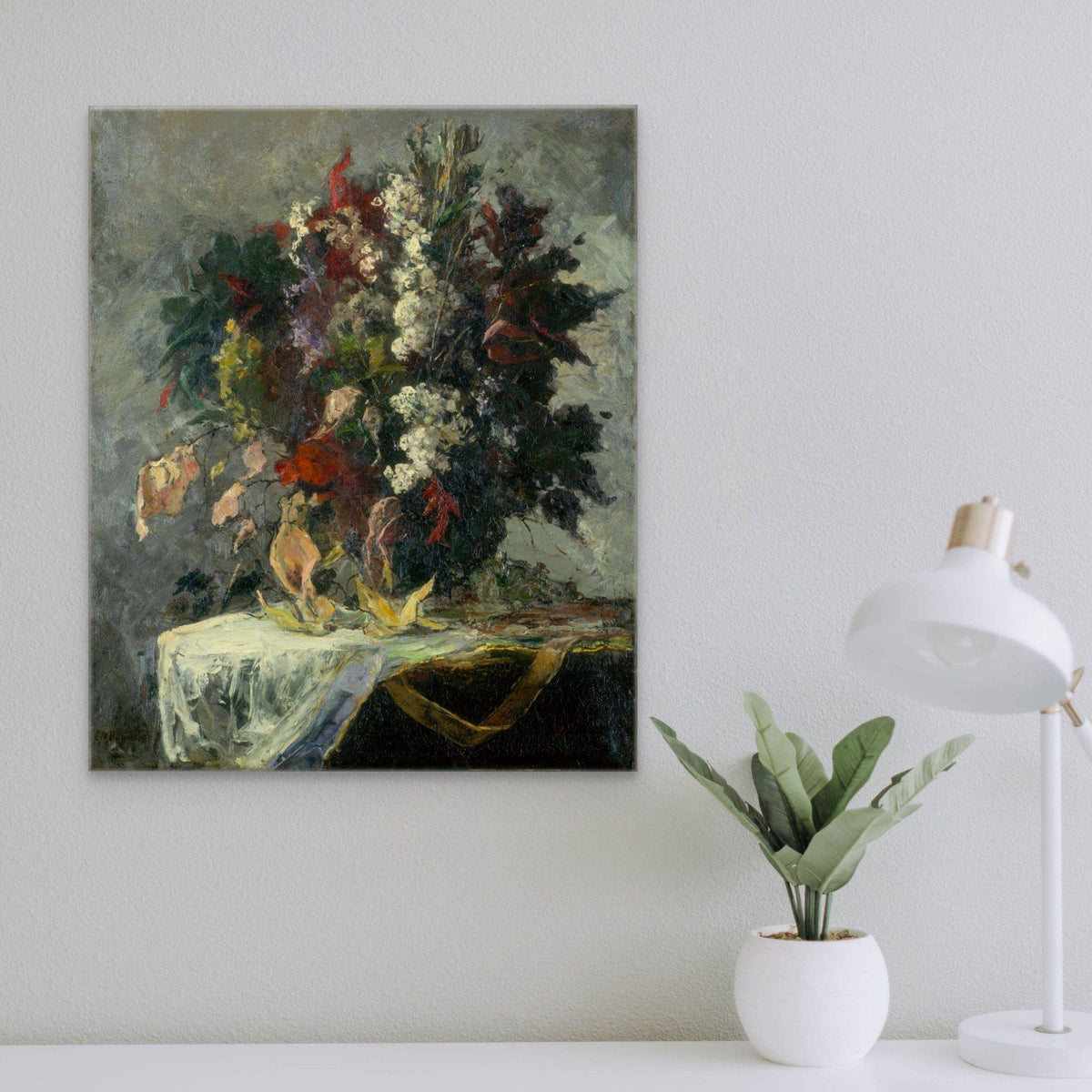 Floral Still Life stretched canvas print in floating frame