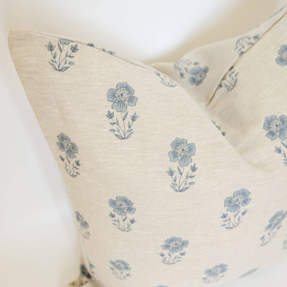 Signature Linen Petite Blue Floral Pillow Cover