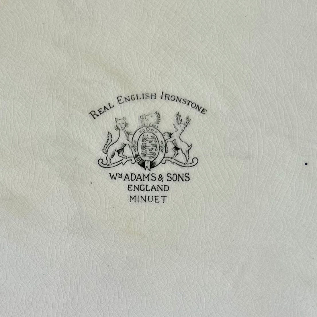 Vintage English Scenic Ironstone Platter c.1930s–1950s Wm Adams & Sons “Minuet”
