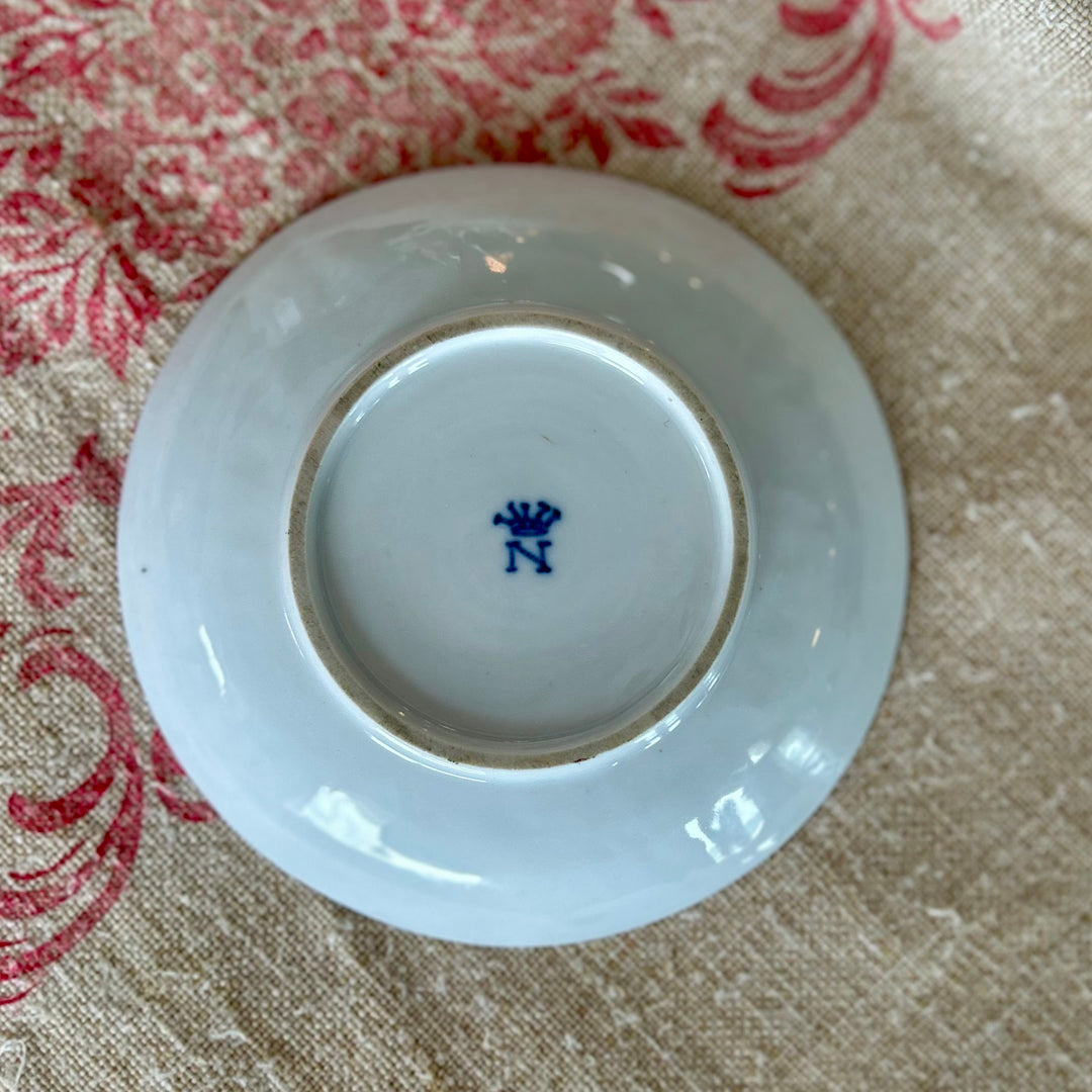 Petite French Porcelain Dish with Raised Cherubs and Floral Garland