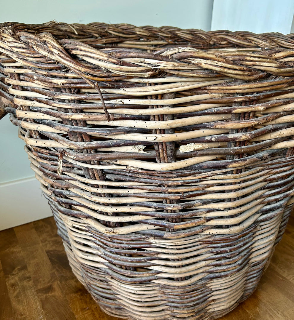 Antique woven french grape harvesting basket