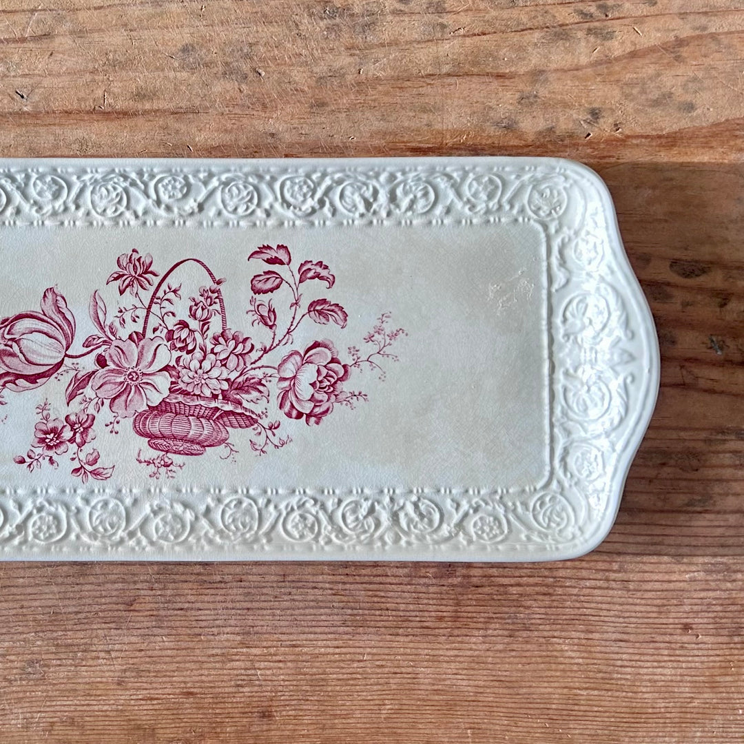 Early 20th-Century Crown Devon Floral Transferware Tray