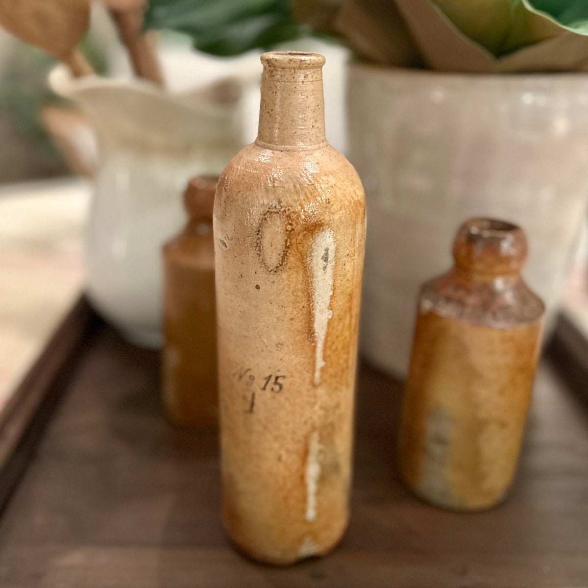 Antique Stoneware Bottle with Merchant's mark